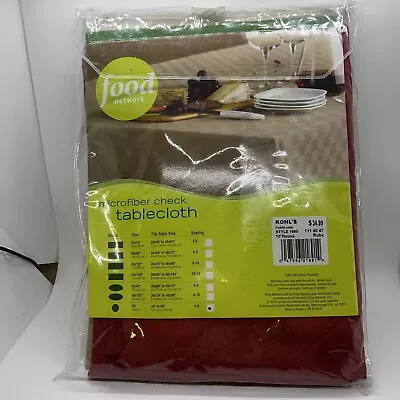 Food Network Spill-Proof Microfiber Tablecloth 70” Round Red Checkered New • $19.99