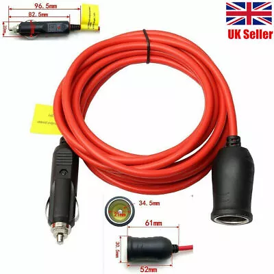 £6.99 • Buy 12V 24V Car Cigarette 3.6M Extension Cable Lighter Lead Charger Power Socket UK