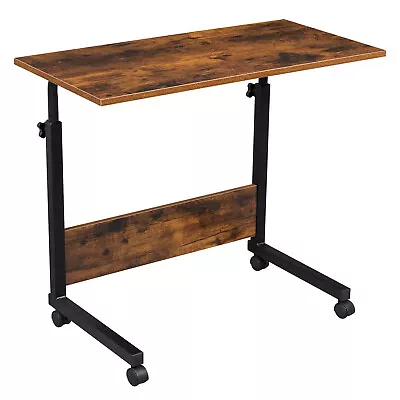 Retro Mobile Side Table Laptop Desk Cart Tray Adjustable Rolling Sofa Bed Table • $41.89