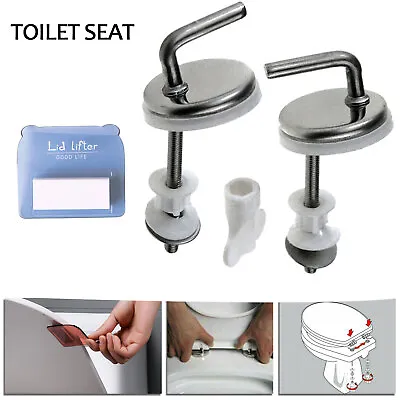 2024 Toilet Seat Fix Fitting Stainless Back To Wall Replace Quick Release Hinges • $22.34