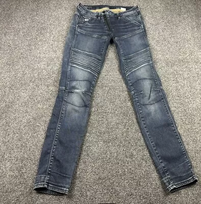 G Star Raw 5620 Jeans Zip Custom Mid Skinny Sz 26X29 Blue Moto Stretchy Tapered • $49.99