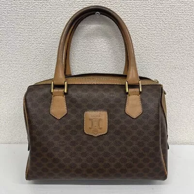 MINT Celine Macadam Pattern Mini Boston Bag Leather Brown Womens Rare Vintage • $156