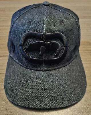 Ecko Unltd. Snapback Hat Cap Embroidered Black Flat Brim Stripes • $22