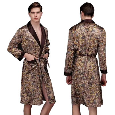 2nd Item Ship FREE Men Robe Satin Silk Robe Satin Spa Gown Silk Pajamas Kimono • $19.78