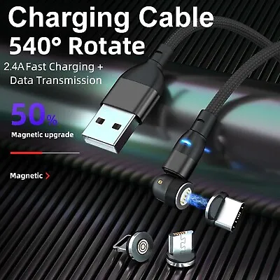 3in1 Magnetic 540 Fast Charging Data Cable Cord Charger For Type-C Micro USB • $10.99