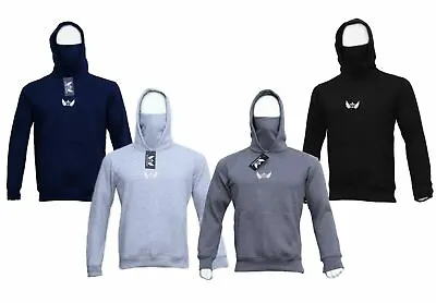 Latest GYM CREW Men's Snood Hoodie Mask Style Pullover Fleece Hood New Arrival • £14.99