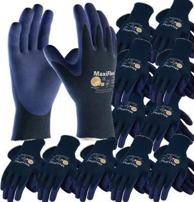 12 X Pairs ATG 34-274 MaxiFlex Elite Work Gloves Ultra-Thin Nitrile Foam Coated • £45.99