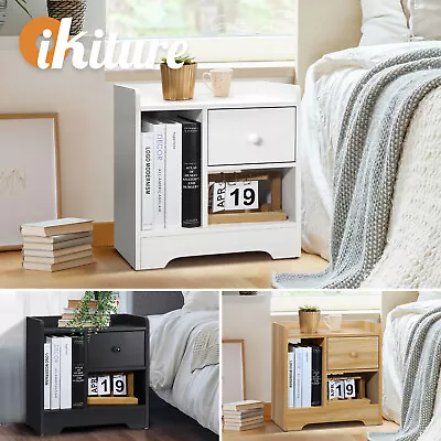 Oikiture Bedside Tables Side Table Nightstand Storage Drawer Shelf Bedroom Unit • $49.90