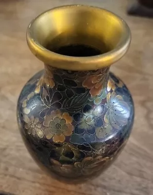 Vintage Brass Cloisonné Vase Small 5  Gorgeous 😍  • $26.99