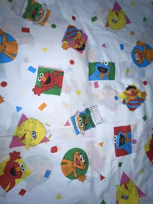 Vintage Sesame Street Twin Flat Bed Sheet Big Bird Bert Ernie Elmo 1996 • $16.99