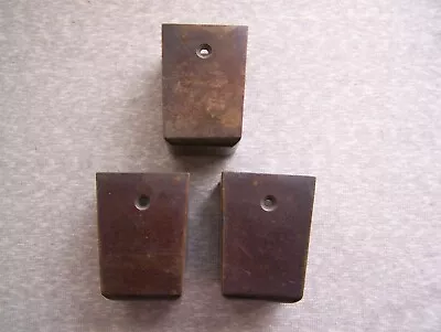 Set Of 3 Antique Vintage Solid Brass Square Feet Caps Replacement Furniture Legs • $19.99