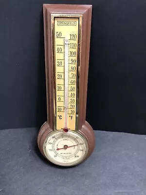 Vintage 8” Wood Texture Plastic Thermometer Hygrometer Weather Station Free Ship • $19.99