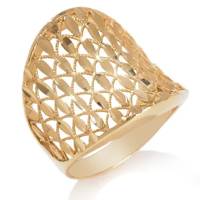 $65.26 • Buy Technibond Concave Diamond Cut Filigree Band Ring 14K Gold Clad Silver 925