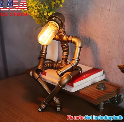 Vintage Robot Water Pipe Desk Light Steampunk Table Lamp Home Decor Industrial • $45.99