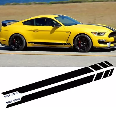 For Ford Mustang 2015-up Skirt Door Side Black Vinyl Sporty Stripe Decal Sticker • $24.99