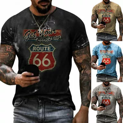 Mens 3D Crew Neck Short Sleeve T-Shirt Summer Casual Slim Fit Tops Size S-5XL • $19.22