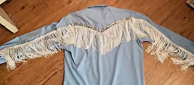 Chute #1 Mens Vintage Western  Pearl Snap Shirt Fringe Sequins Size 15 1/2x34 • $75