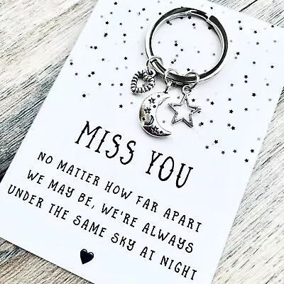 Miss You Gift Girlfriend Boyfriend Friend Across The Miles Keyring • £5.50