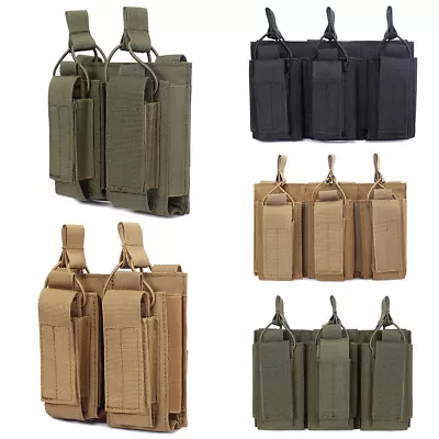 Tactical Molle Triple Open Top Magazine Pouch 2 In 1 Double Rifle Pistol Mag Bag • $15.99