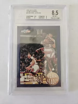 1992-93 Fleer Team Leaders #4 Michael Jordan Bgs 8.5 W/9.5 Center • $369.95