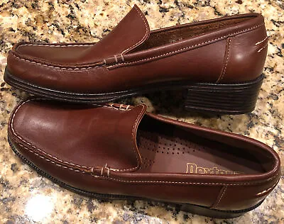 Dexter Brown Genuine Leather Heeled Moccasins Women's Size 9.5 M 352711  T306-4 • $34.99