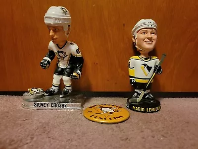 NHL Hockey Pittsburgh Penguins Mario Lemieux Sidney Crosby Bobbleheads Button • $44.99