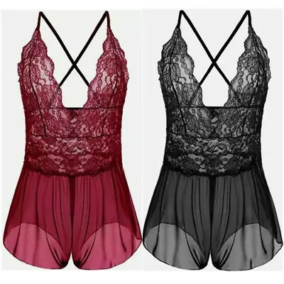 £3.79 • Buy Sexy Plus Size 6-26 Open Bottom Lingerie Nightwear Sleepwear Attached Underwear