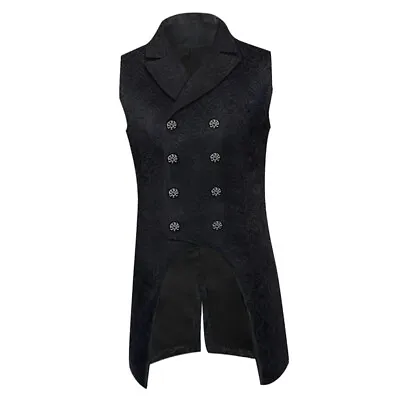 Steampunk Men's Waistcoats Black Gothic Tailcoat • $29.14