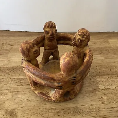 Circle Of Friends Candle Holder Folk Art Pottery Mexican Sculpture • $40