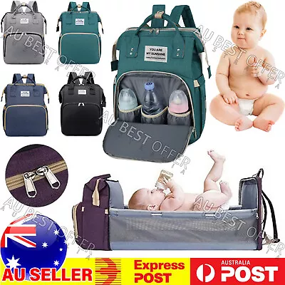 Large Changing Mummy Bag Nappy Diaper Crib Backpack Baby Bed Folding AU • $21.91