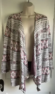 American Eagle Open Front Cardigan Aztec Tribal Print Size M Cotton Blend • $14.99