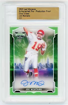 1/1 CLEAR GRN Joe Montana 2022 Leaf Vibrance Autograph Pre-Production Proof Auto • $0.99