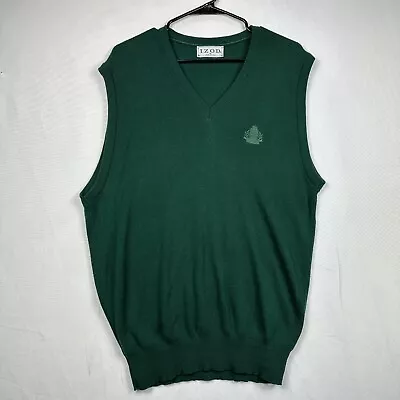 Vintage Izod Sweater Vest Mens XL Green V-Neck Lightweight Pullover Acrylic USA • $18.95