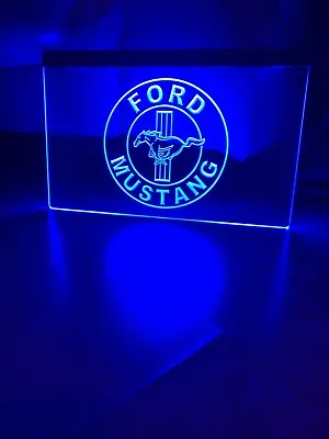 FORD MUSTANG NEW LED NEON BLUE LIGHT SIGN 8x12 • $35.99