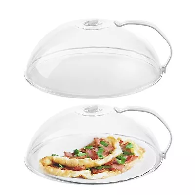 2Pk Microwave Splatter Cover W/ Handle Adjustable Steam Vents Plate Cover Lid • $15.53