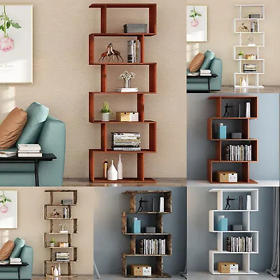 £28.92 • Buy Wooden S-Shaped Bookcase Display Shelves Living Room Modern Storage Unit Divider