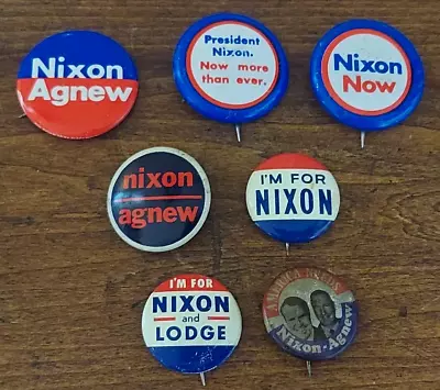 Vintage Richard Nixon Political Campaign Pins Buttons Lot Of 7 Agnew Lodge • $9.99