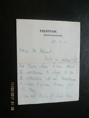 £4.25 • Buy 1917 Trentham Staffordshire Hand Written Signed Letter