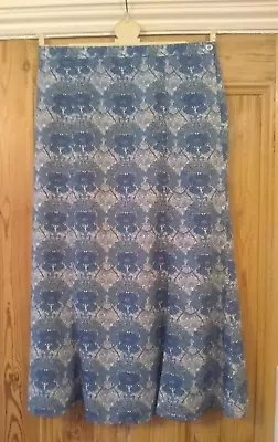 Liberty Floral Print Blue Midi Skirt UK 12 But May Suit UK 10 Tana Lawn Lined • £18