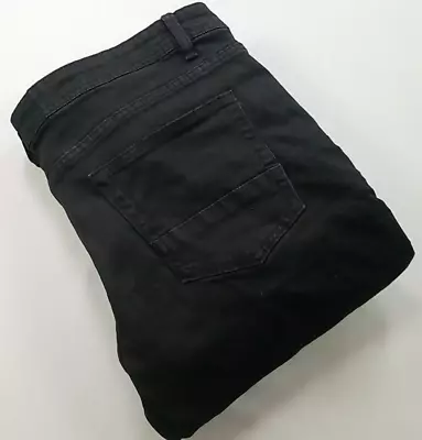 Fashion Nova Men Jeans 38x30 (Fits 40) Black Moto Skinny Stacked Ruched Distress • $15.75