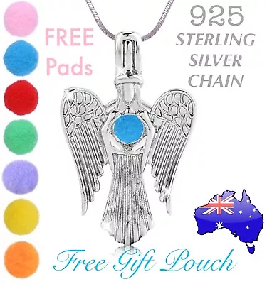 $7.50 • Buy Angel Wing Essential Oil Diffuser Locket 925 Sterling Silver Chain Necklace Gift