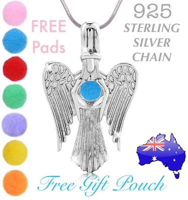 $7.50 • Buy Angel Wing Essential Oil Diffuser Locket 925 Sterling Silver Chain Necklace Gift