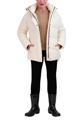 Two By Vince Camuto Puffer Jacket Women's Large Winter Coat Hooded Cream White • $34.99