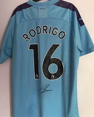 Manchester City Signed Rodrigo Shirt With COA • £120