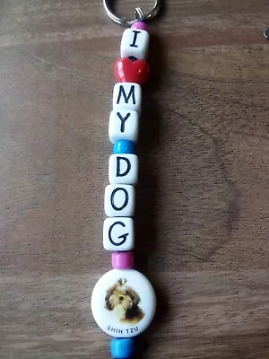 I Love My Dog Shih Tzu Dice Spell Out Keychain  • $5