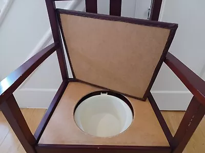 Vintage Wooden Commode Chair With Removable Bowl • £28