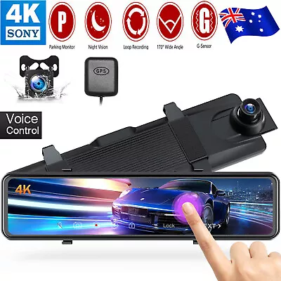 $178.99 • Buy TOGUARD 4K GPS Dash Cam 12  Rear View Car Camera Voice Control Mirror Recorder
