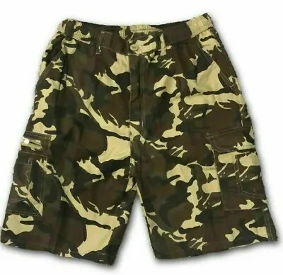 Mens Army Casual Work Cargo Combat Camouflage Shorts Cotton Chino Half Pant Camo • £4.99