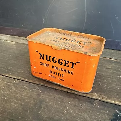 Nugget Shoe Polishing Outfit “Dark Tan” Empty Tin Vintage • $22