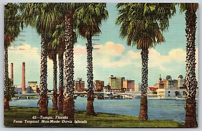Postcard From Tropical Man-Made Davis Islands Tampa Florida Linen P10 • $5.97
